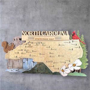 Laser Cut Wood North Carolina State Park Map