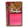 Personalized Pen and Sticky Note Holder, floral decor, office decor, handmade