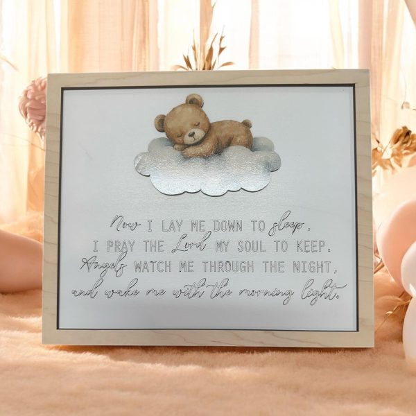 Sleeping Bear Nursery Wall Art | "Now I Lay Me Down To Sleep" Prayer