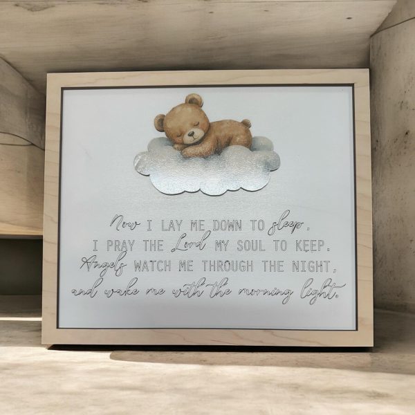Sleeping Bear Nursery Wall Art | "Now I Lay Me Down To Sleep" Prayer