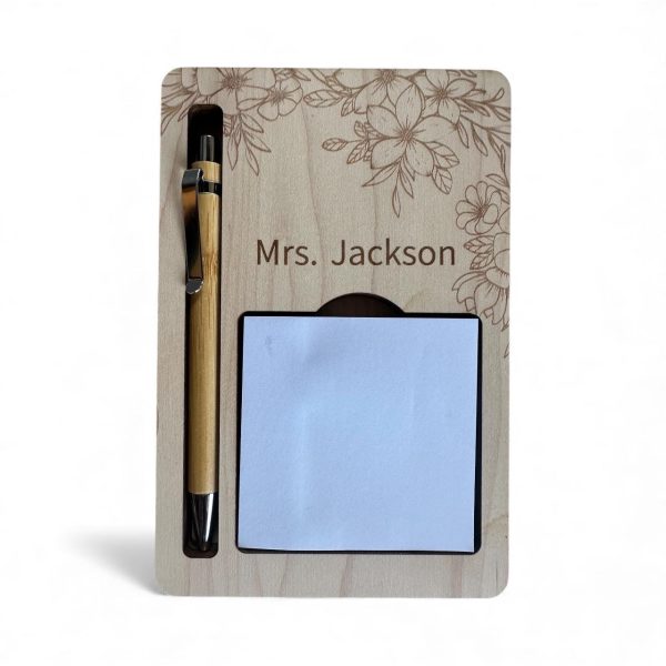Personalized Pen and Sticky Note Holder, floral decor, office decor, handmade