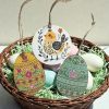 Hand Crafted Wood Easter Ornaments | Sublimation Rustic Chick & Handpainted Floral Egg Decor