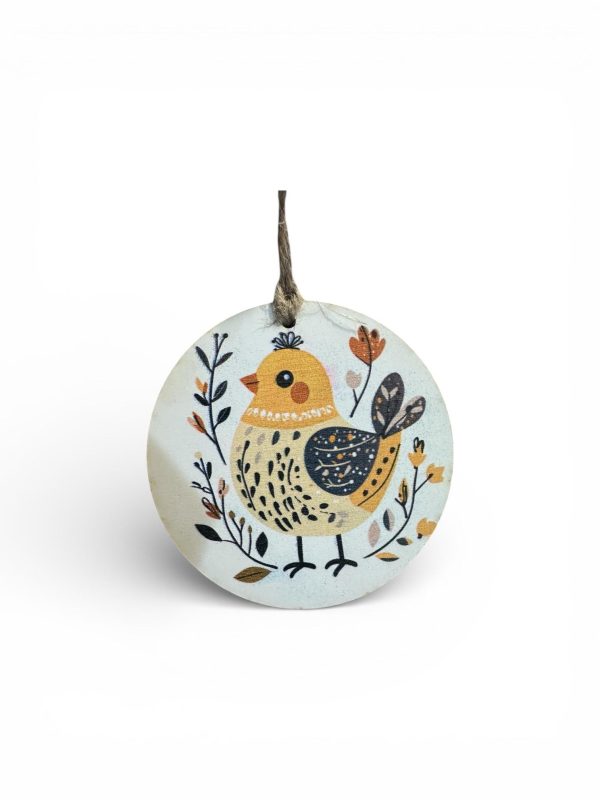 Hand Crafted Wood Easter Ornaments | Sublimation Rustic Chick & Handpainted Floral Egg Decor