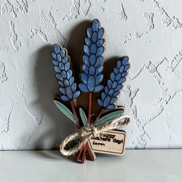 Personalized Texas Bluebonnet Wooden Magnet, Custom Engraved Bouquet Gift