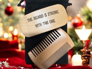 Customizable,Beard Grooming Kit for Men, Free Engraving, Boar Bristle