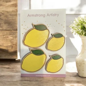 Lemon Magnets, Refrigerator Magnets, homemade, 4 piece set