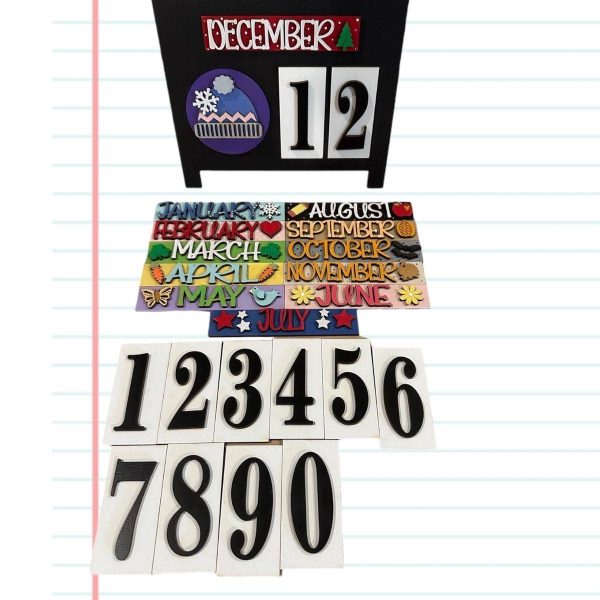 Interchangeable standing season calendar, wood