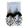 Black and white earrings, scallop design, dangle and drop style,hypoallergenic hardware,  handmade