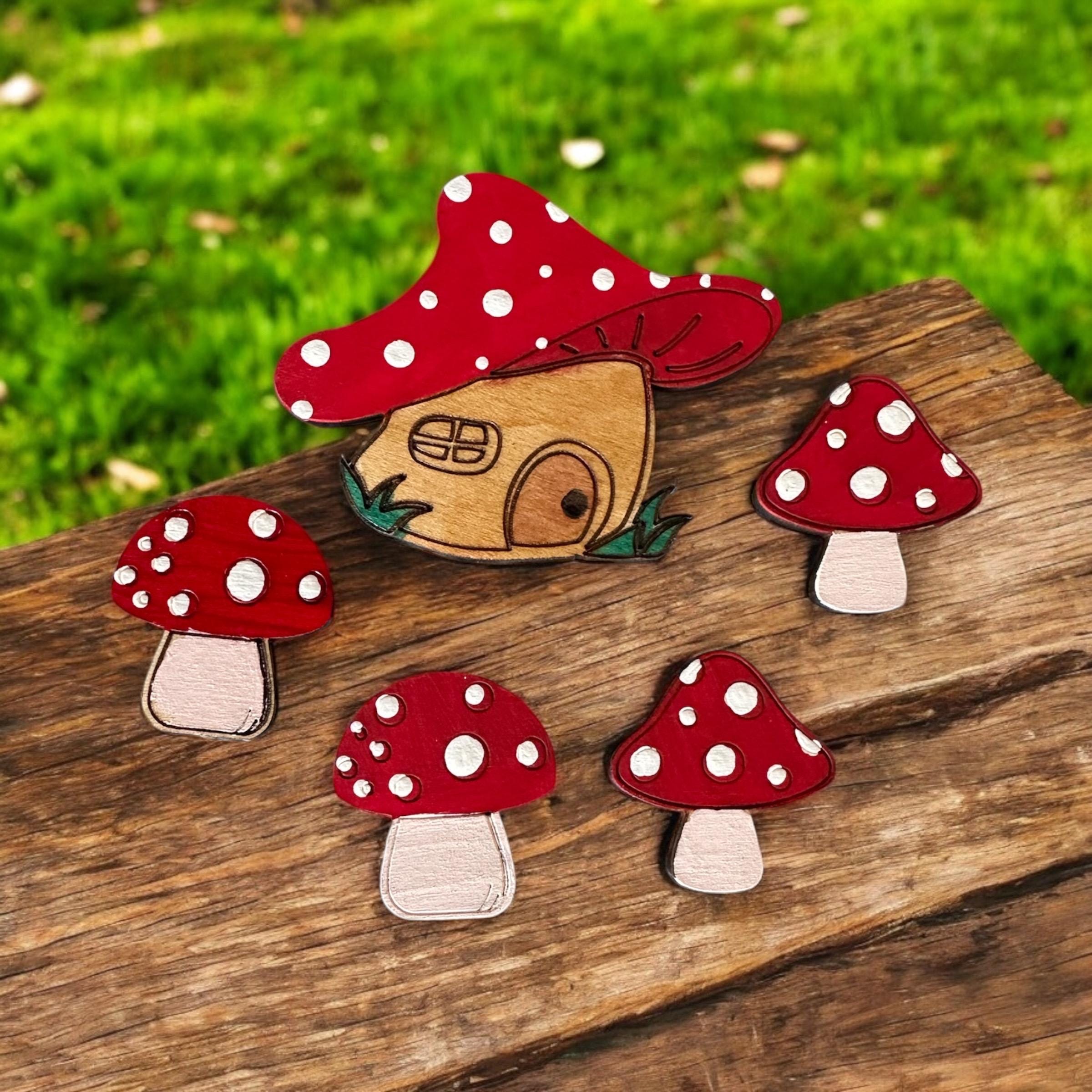 Mushroom Decorative Magnet Set-5 piece, handmade, Fridge magnets, Locker decoration - Image 2