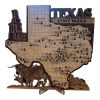 Texas State Park Travel Map,Hand Painted 3-Layer Wood Map, Adventure Tracker