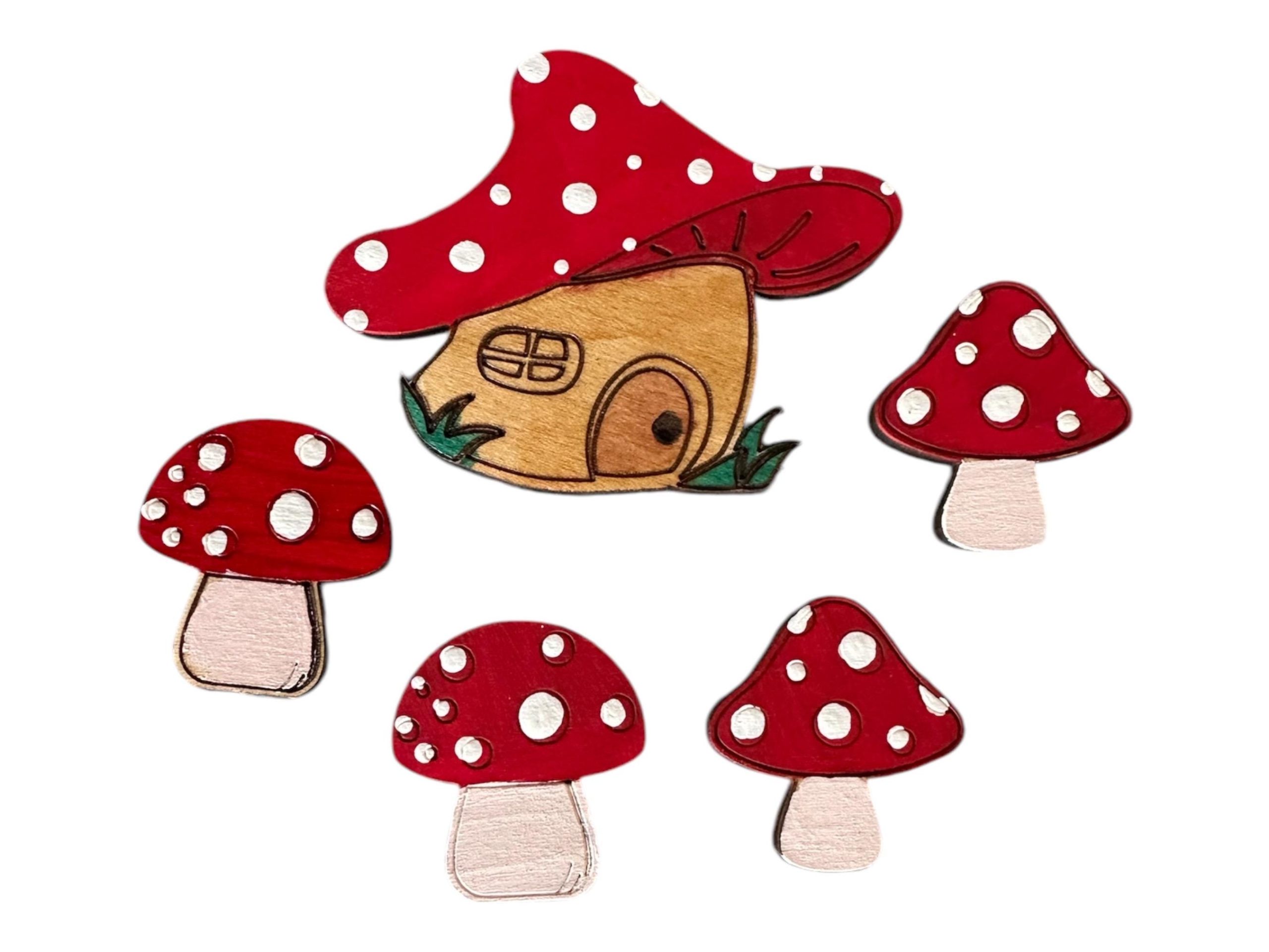 Mushroom Decorative Magnet Set-5 piece, handmade, Fridge magnets, Locker decoration - Image 3