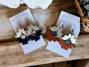 il_fullxfull.6877755715_eac3.jpg Aztec Earrings, Wood, Dangle and Drop Style, Hand Painted