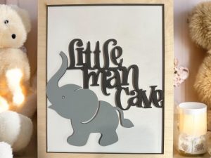 Little Man Cave framed art, 8x10 Laser cut design, Handpainted, homemade