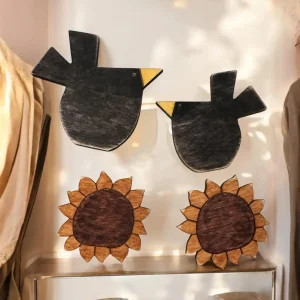 Primitive Magnet set, 4 piece, wood, handmade