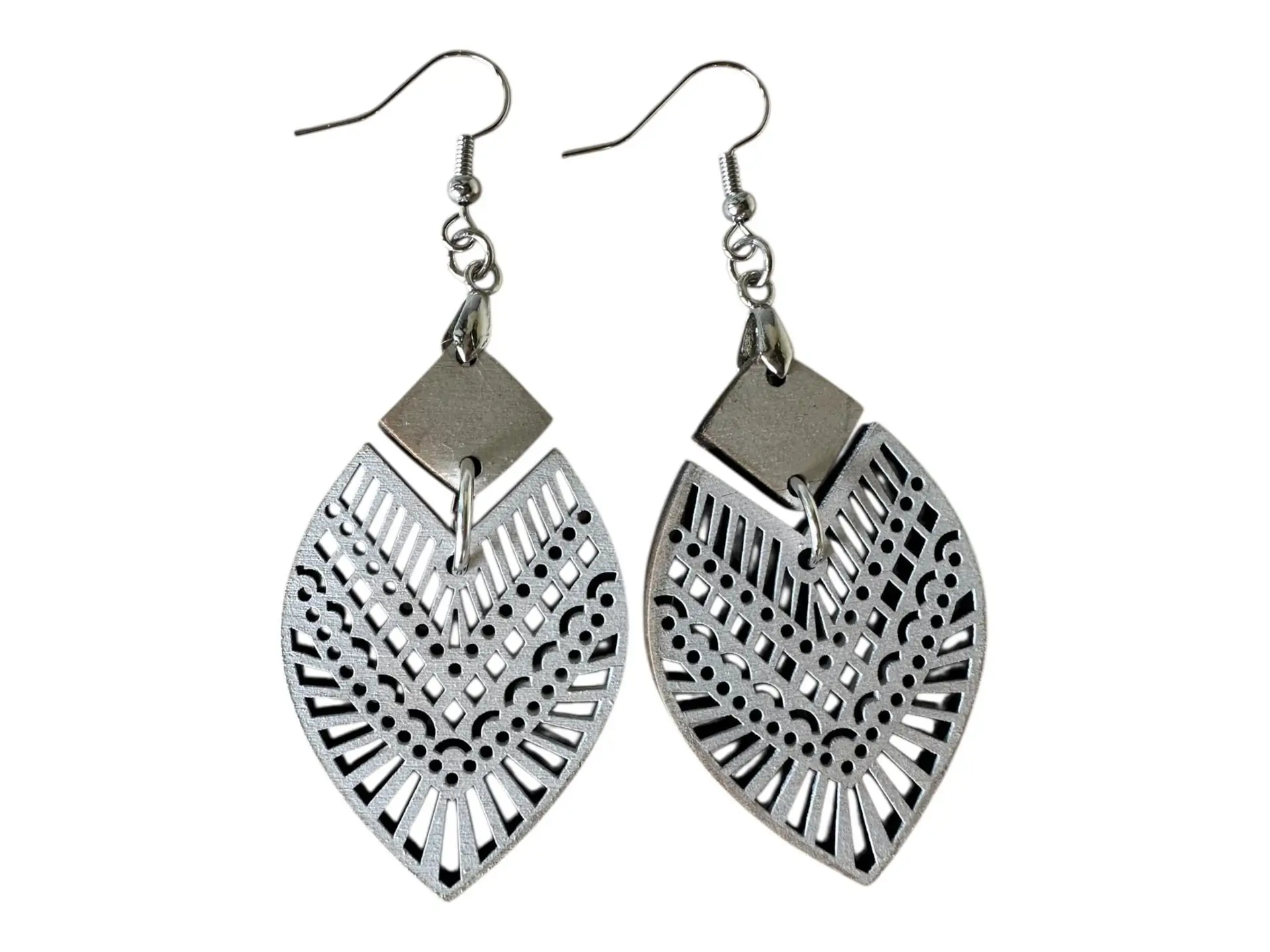 Handmade Wood Boho Dangle Earrings-intricate Pedal Cut Design, Lightweight Statement Jewelry, 4 Color Options - Image 7