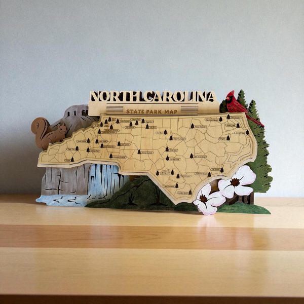 Laser Cut Wood North Carolina State Park Map: Adventure Tracker