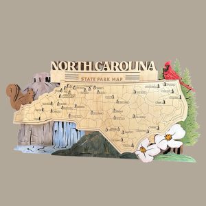 Laser Cut Wood North Carolina State Park Map: Adventure Tracker