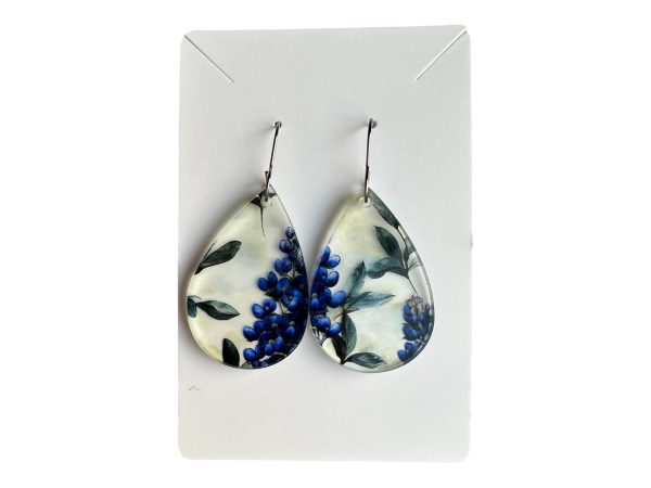 Texas Bluebonnet Earrings: Clear Acrylic Teardrop Dangles