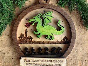 Dragon Ornament: Hand-Painted Maple Plywood, Fantasy Gift, Funny Gift