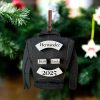 Personalized Motorcycle Jacket Ornament, Biker Family Keepsake, Wood Engraved Christmas Tree Decoration