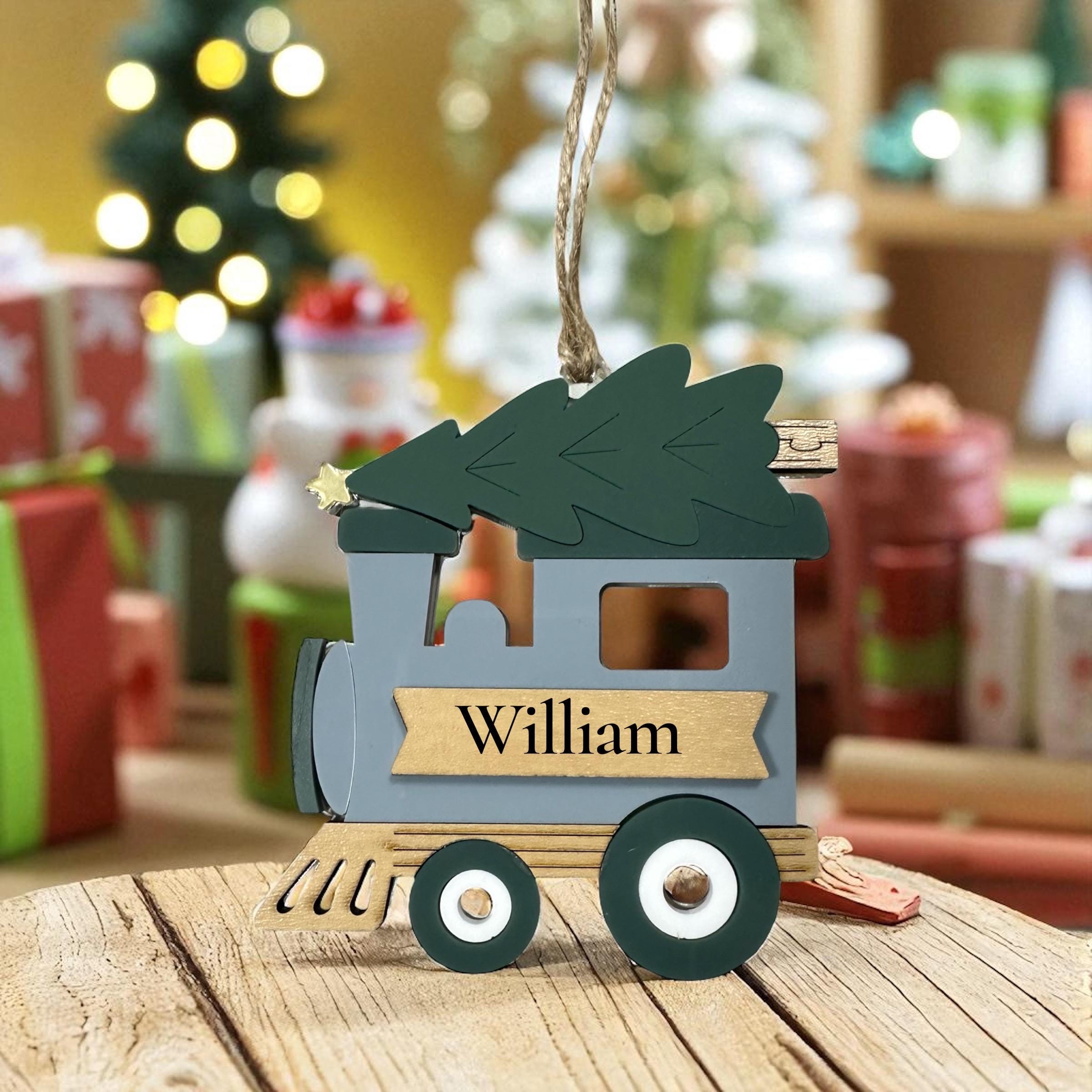 Personalized Train Ornament: Handmade Acrylic & Wood Christmas Keepsake - Image 2