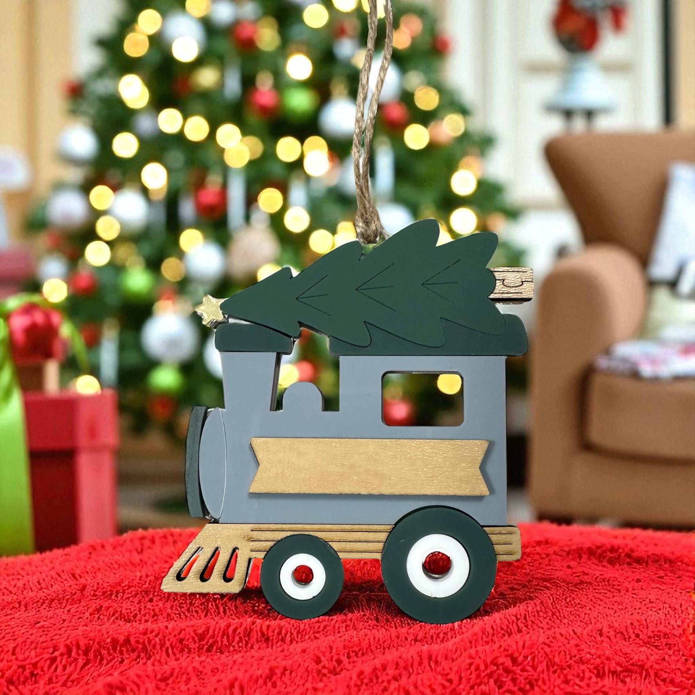 Personalized Train Ornament: Handmade Acrylic & Wood Christmas Keepsake - Image 3