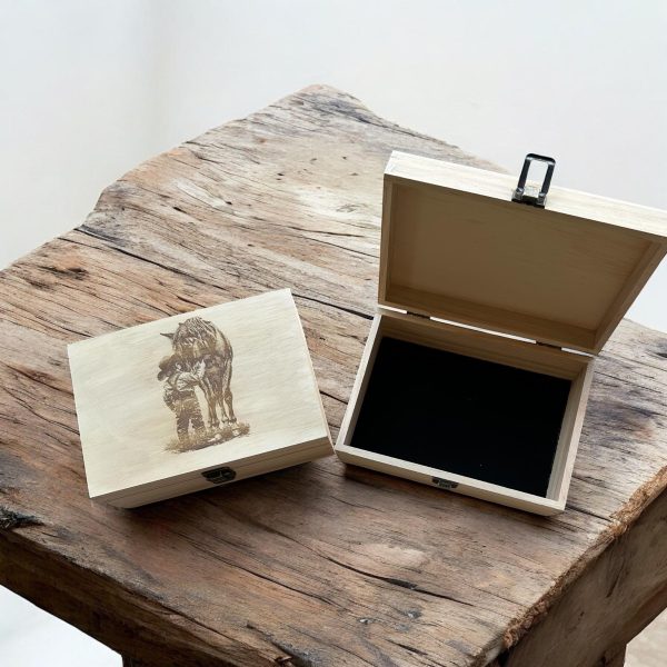 Laser Engraved Western Baby Keepsake Box: Personalized Wood Memory Box
