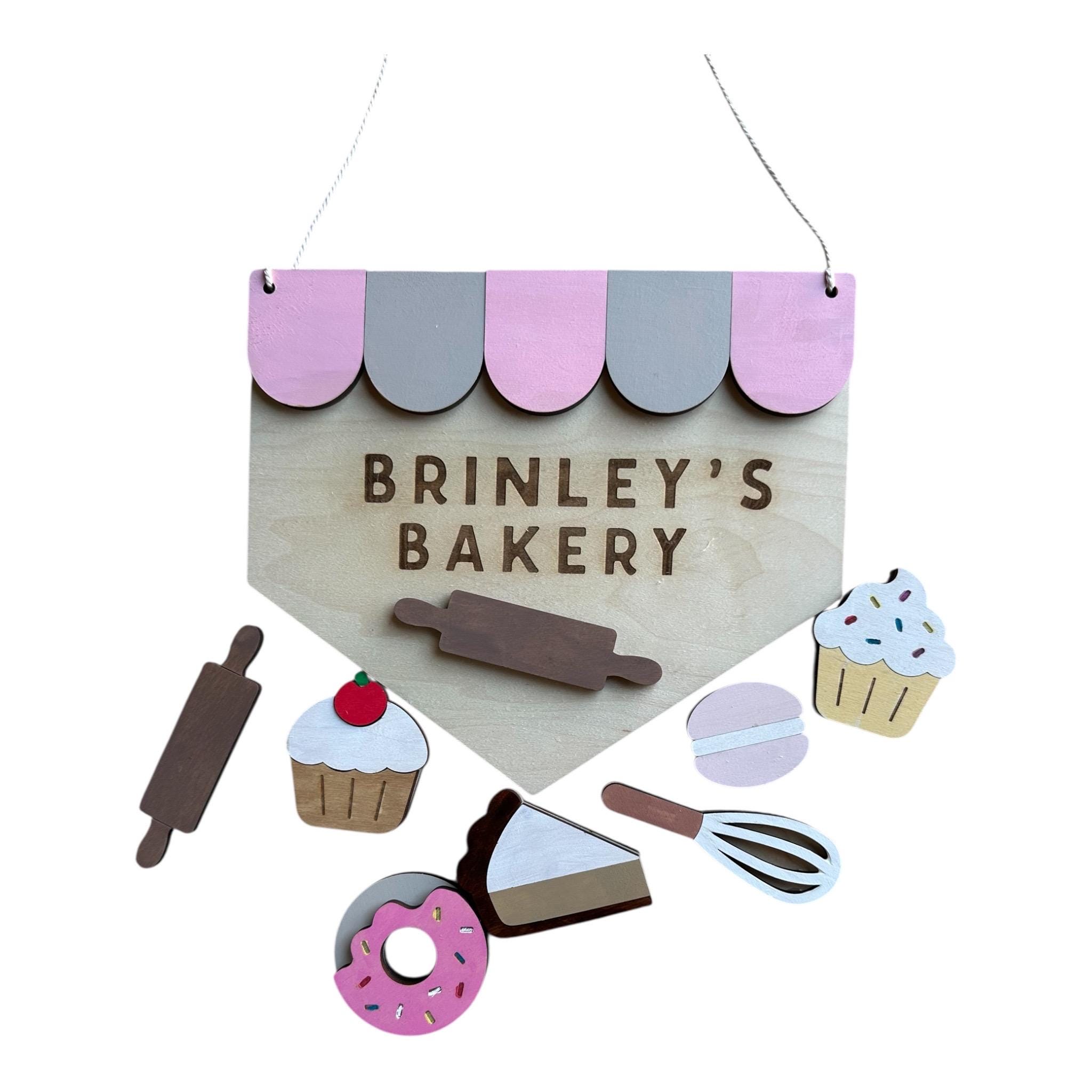 Personalized Kids Bakery Play Set: Hand Painted Maple Plywood Pretend Play - Image 3
