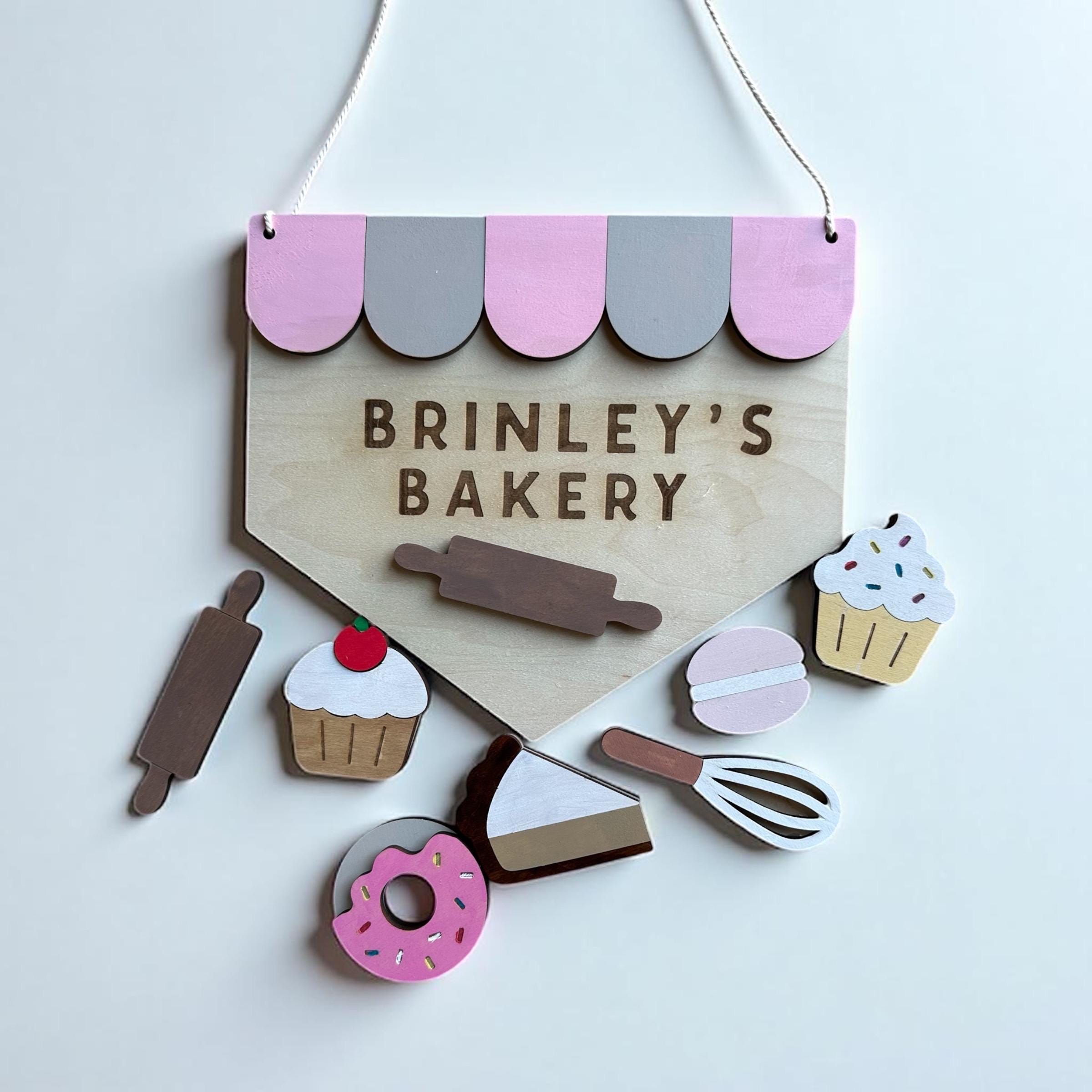 Personalized Kids Bakery Play Set: Hand Painted Maple Plywood Pretend Play - Image 4