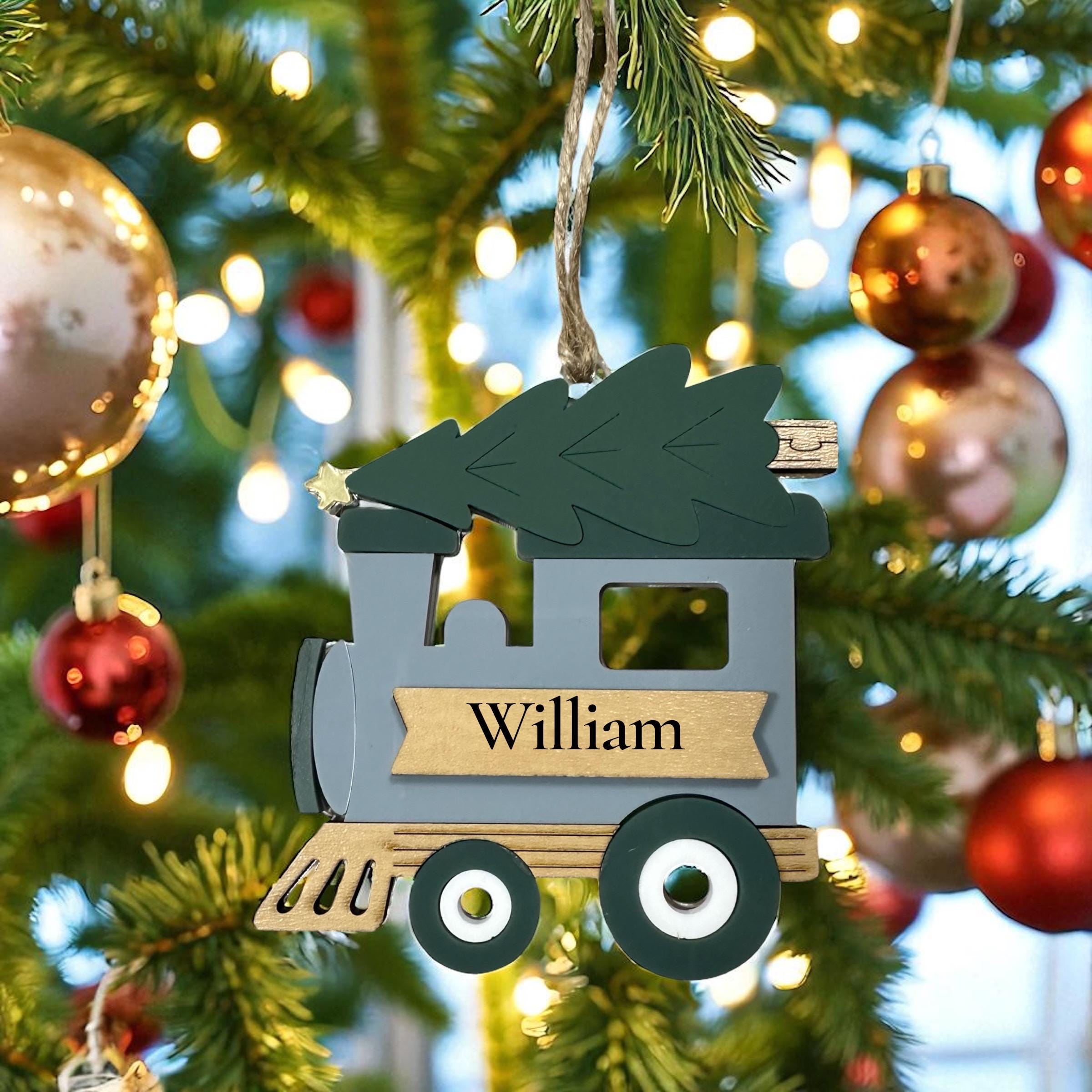 Personalized Train Ornament: Handmade Acrylic & Wood Christmas Keepsake - Image 4