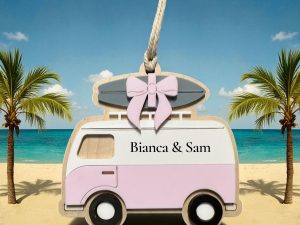 Personalized Van Life Ornament: Handmade Maple Plywood Camper Gift