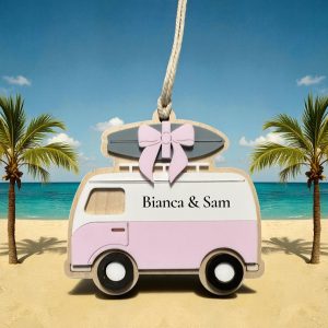 Personalized Van Life Ornament: Handmade Maple Plywood Camper Gift