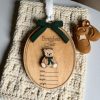 Custom Baby Bear Announcement Sign, Wooden Stat Keepsake, Laser Engraved Maple Plywood, Hand Painted