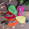 Personalized Christmas Light Bulb Ornament, Hand Painted Family Name Decor
