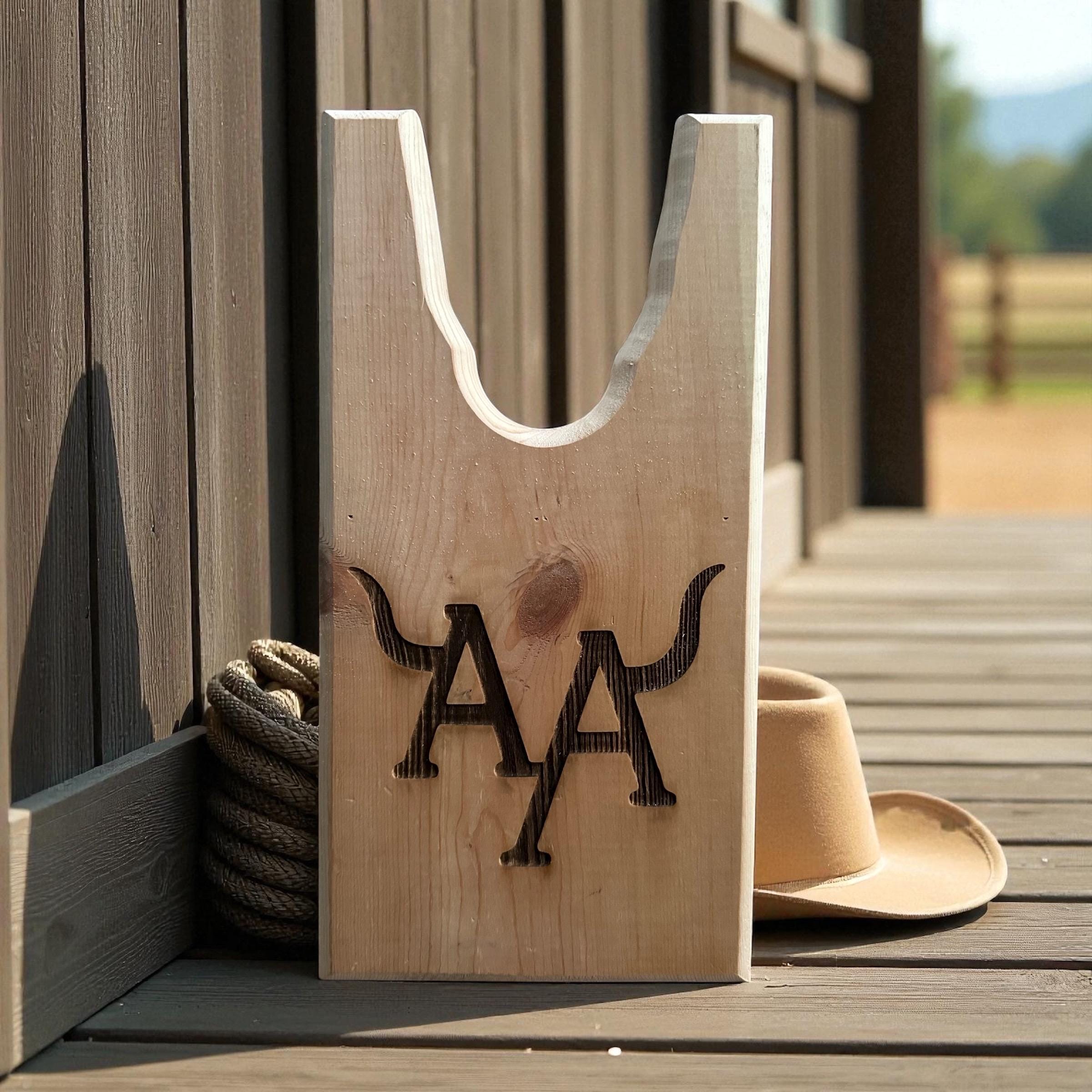 Personalized Wood Boot Jack, Custom Engraved Ranch Decor