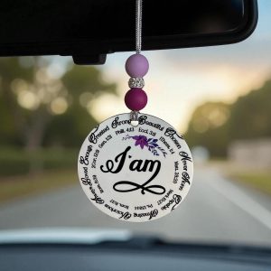 Inspirational I Am Car Charm, Christian Scripture Decor