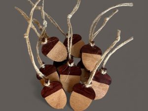 Hand Painted Wooden Mini Acorns, 10 piece set