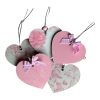 5 Piece Handmade Wooden Heart Ornament Collection, Valentine Decor, Pink Romantic Heart, Cottagecore