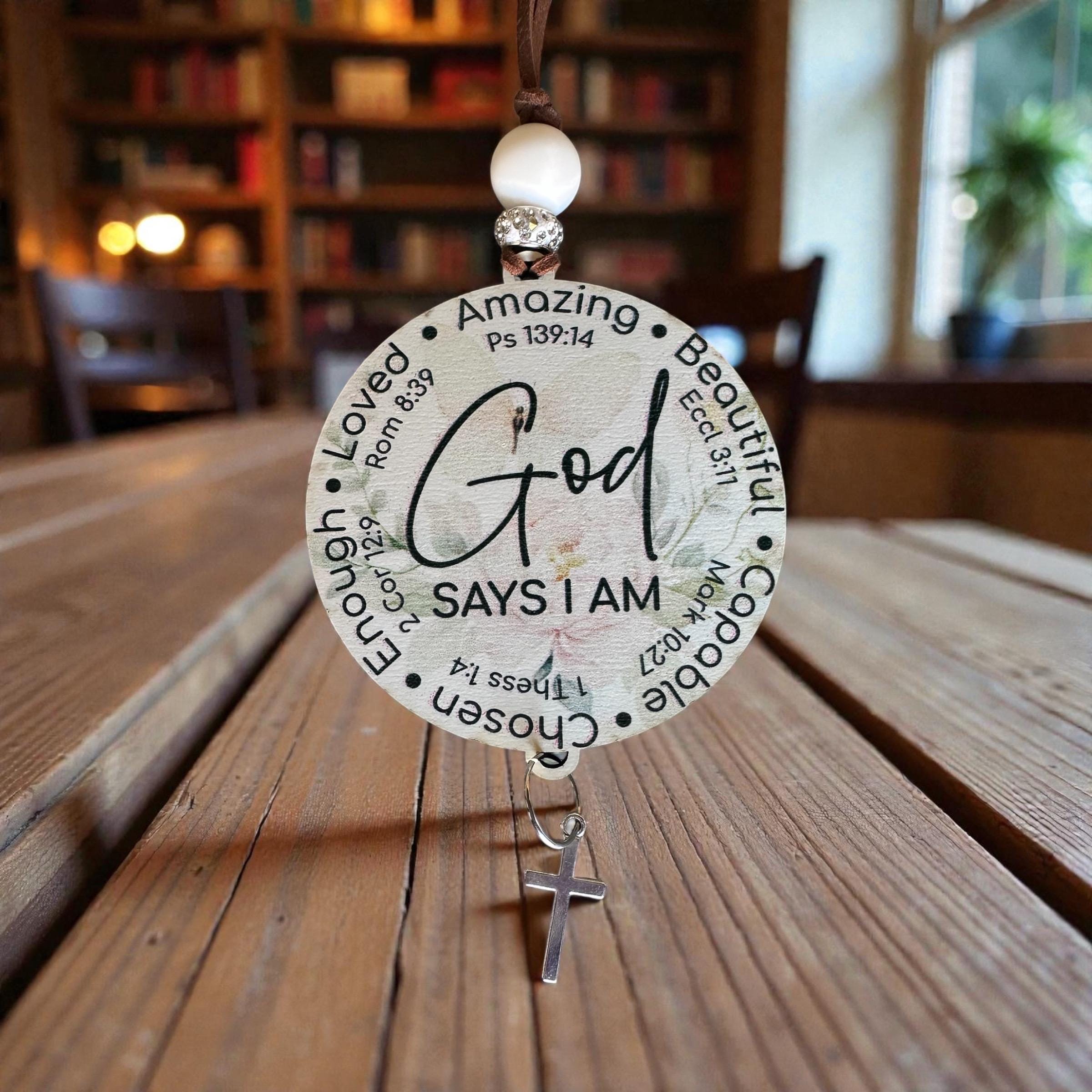 Christian Car Charm, God Says I Am, Inspirational Scripture, Faith Gift - Image 3