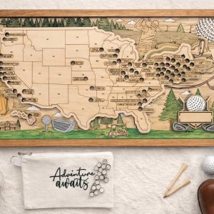 Personalized Golf Course Map | Top 50 US Courses, Maple Wood Tracker