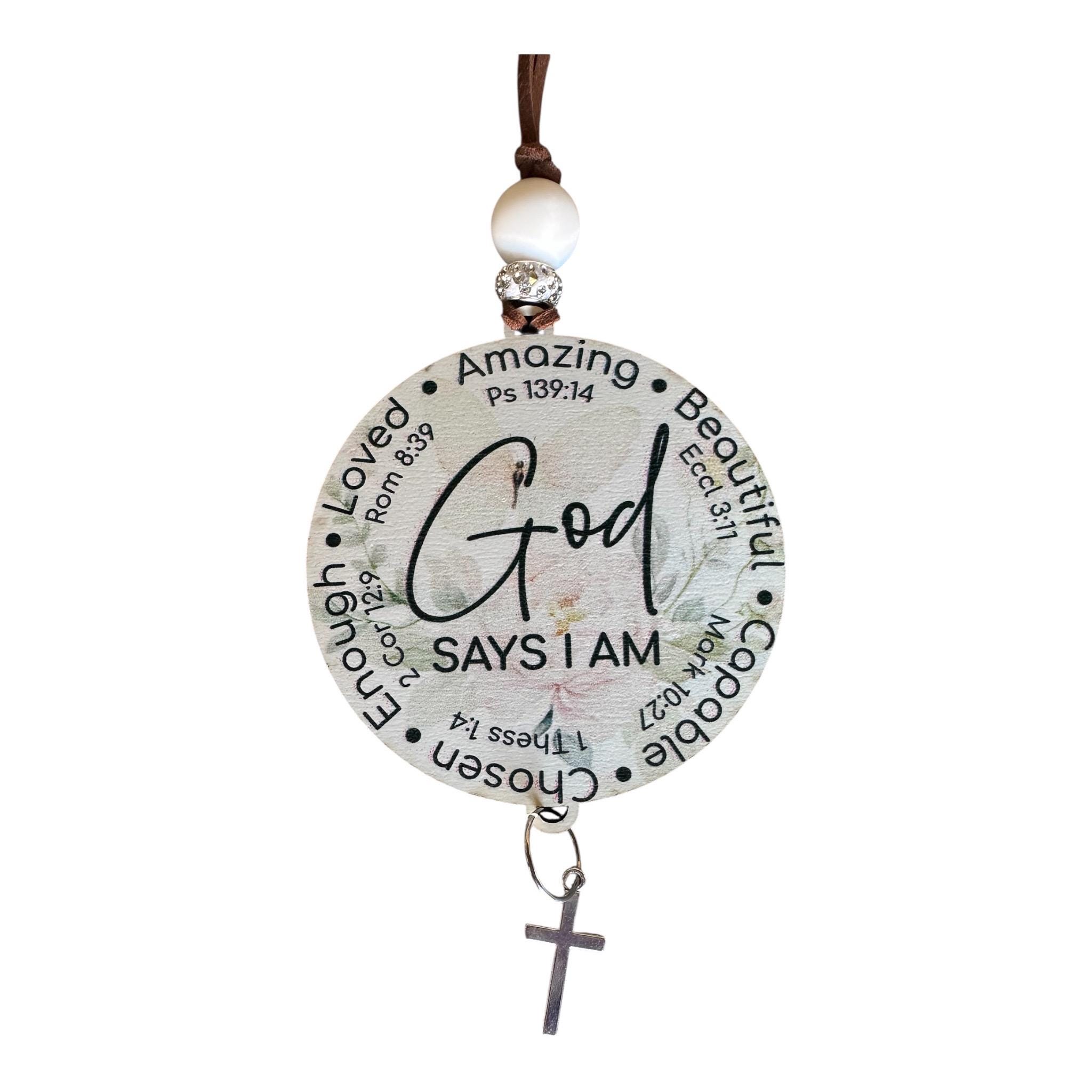 Christian Car Charm, God Says I Am, Inspirational Scripture, Faith Gift - Image 4