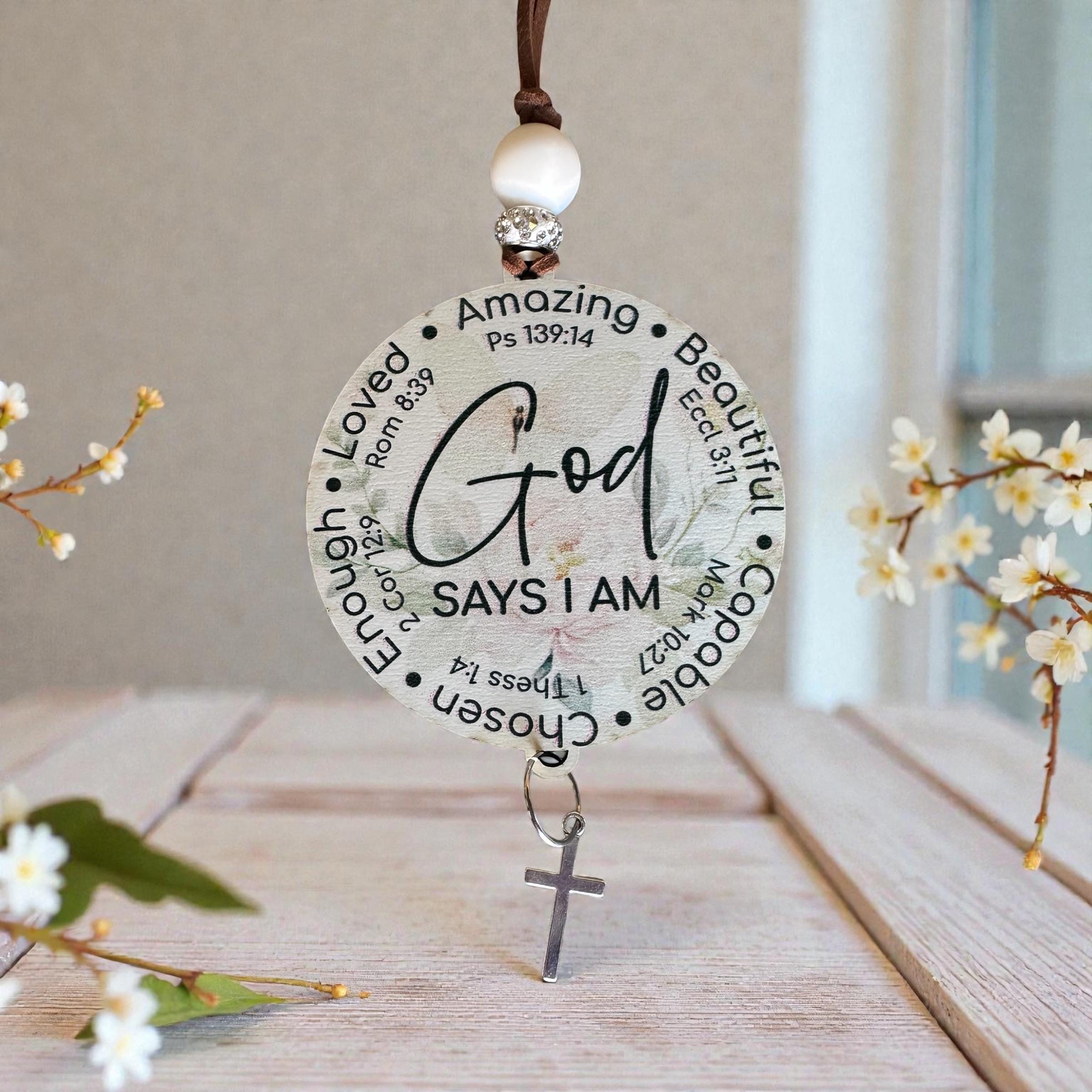 Christian Car Charm, God Says I Am, Inspirational Scripture, Faith Gift - Image 2