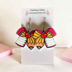 Teacher Pencil Earrings | Acrylic Apple Back to School Dangles