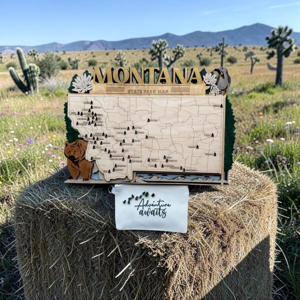 Montana State Park Map | 3 Layer Wood Tracker | Personalized Adventure Display