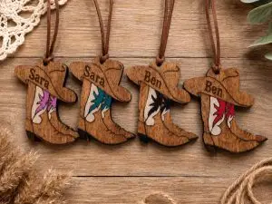 il_fullxfull.8207982501_4xhz.jpg Personalized Cowboy Boot Ornament | Hand Painted Maple Wood Western Christmas Name Tag Gift