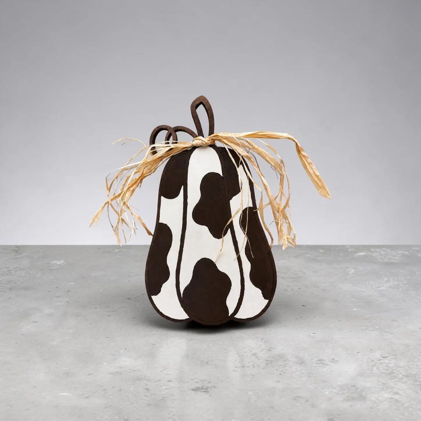 Hand-Painted Cow Print Pumpkin Shelf Sitter | Maple Plywood Farmhouse Fall Decor - Image 6