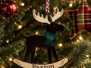 il_fullxfull.8340152364_cb73.jpg Personalized Rocking Moose Christmas Ornament | Layered Acrylic & Wood Holiday Keepsake