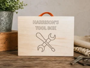Personalized Wooden Tool Box, Engraved Tool Kit, Montessori Toys, Gift for Boy