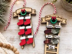 il_fullxfull.8400386217_axeh.jpg Personalized Maple Plywood Stocking Ladder Christmas Ornament, Custom Family Name Keepsake