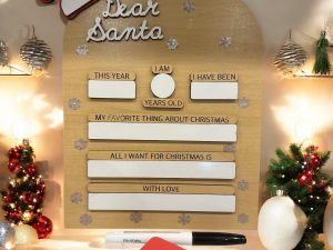 Dear Santa letter board, kid Christmas, photo prop, with dry erase marker and eraser.